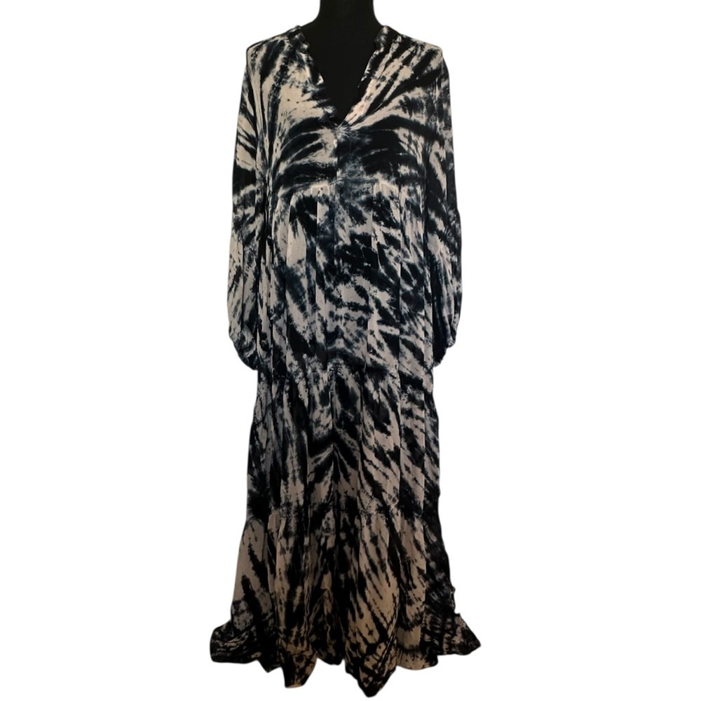 Young Fabulous and Broke Maxi Dress Sheer Tie Dye Boho Vacation Beach Size Large
